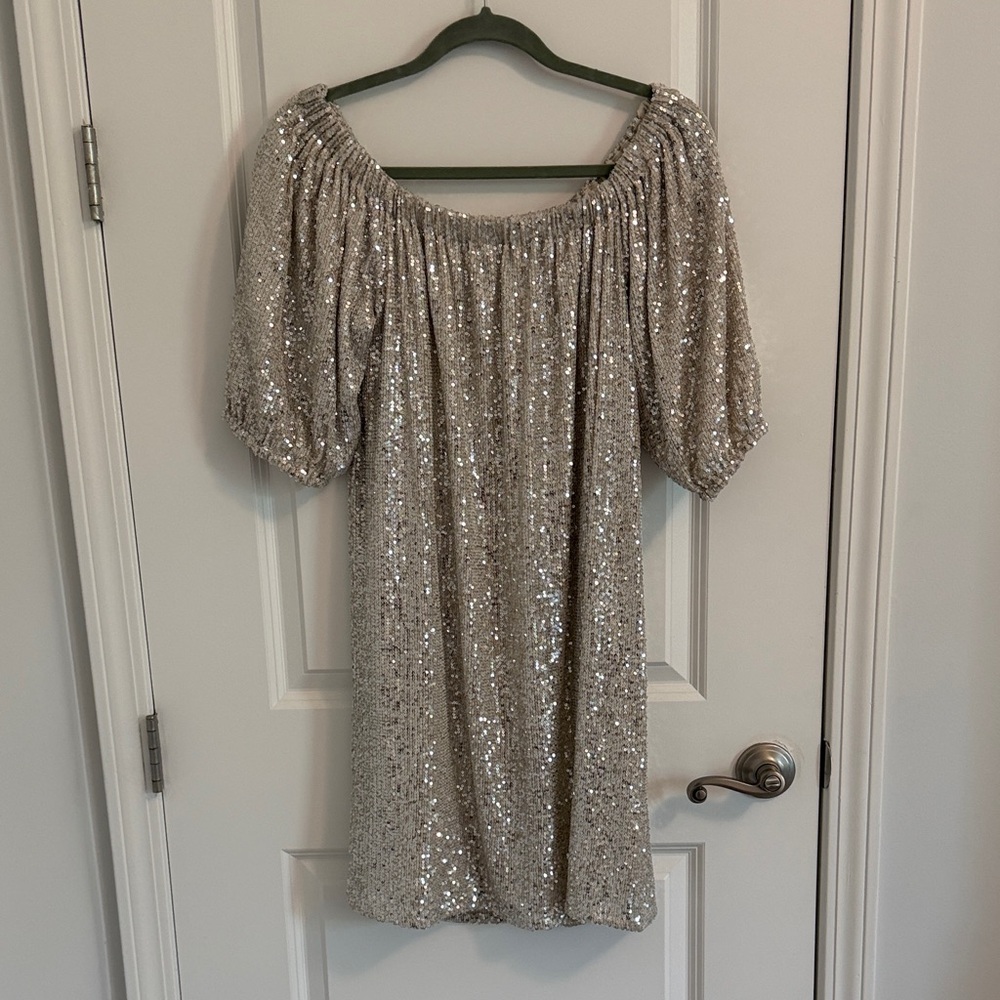 Silver and gold  Sequin Off-Shoulder Dress